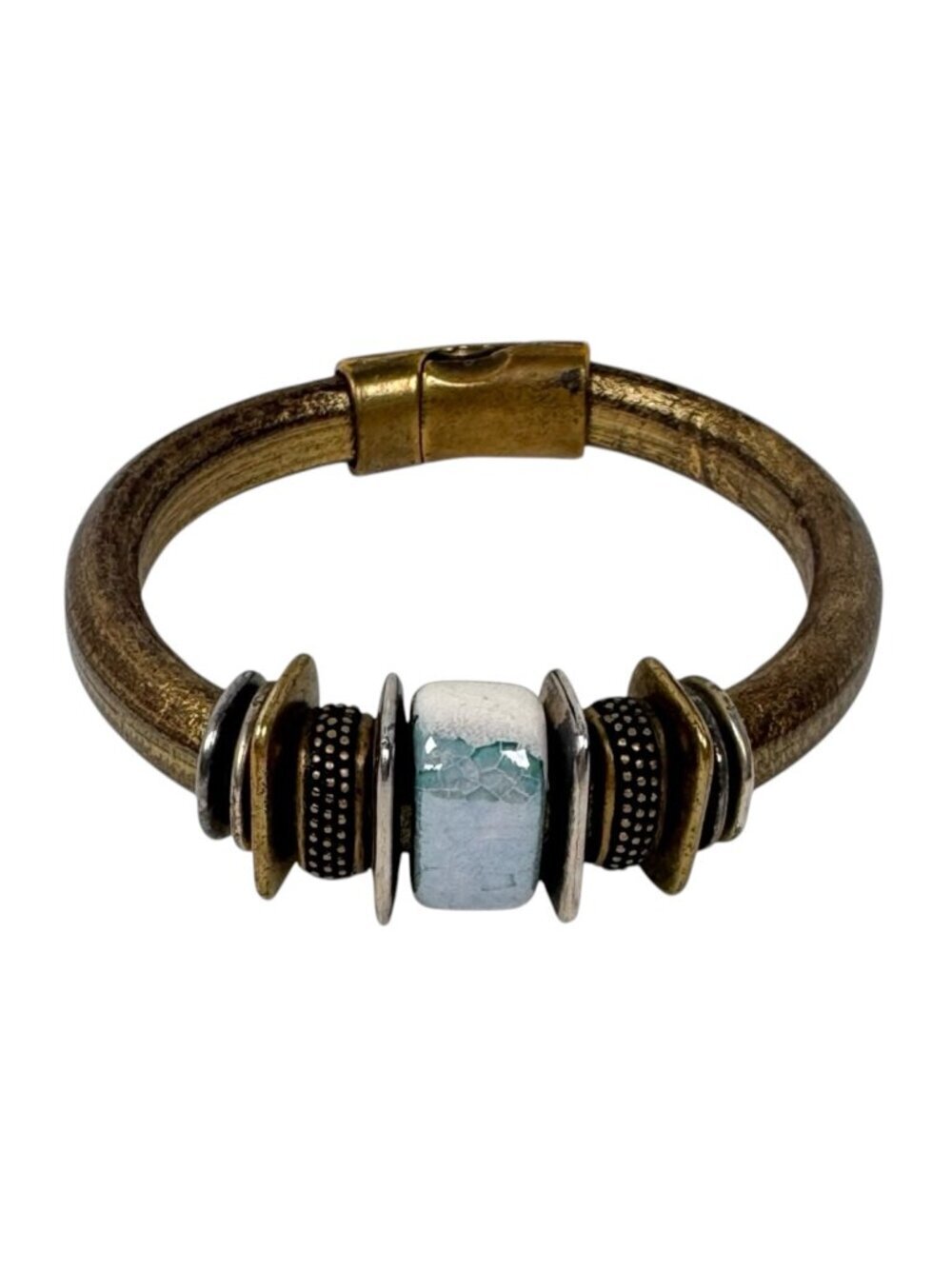 Artisan Chunky Bracelet Boho Steampunk Southwestern Ceramic Diana Kauffman